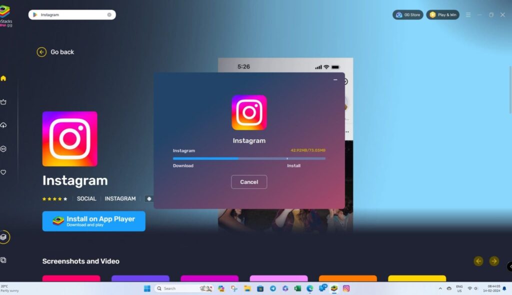 インスタグラムアプリプレーヤー